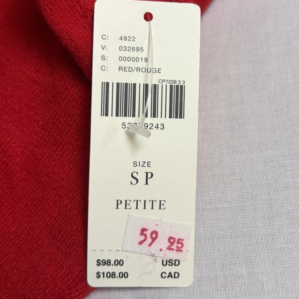 Anthropologie Red Dolman Sleeve Sweater Small Petite, NWT